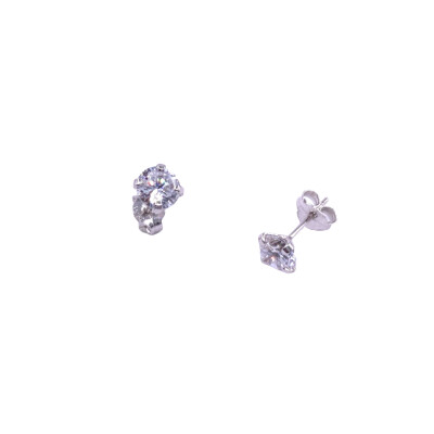 Boucles d'oreilles en or blanc et oxydes de zirconium 5mm