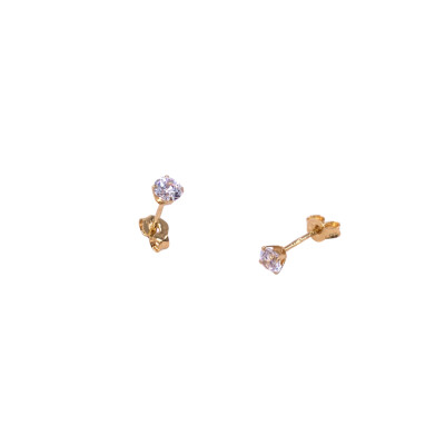 Boucles d'oreilles en or jaune et oxydes de zirconium 3.5mm