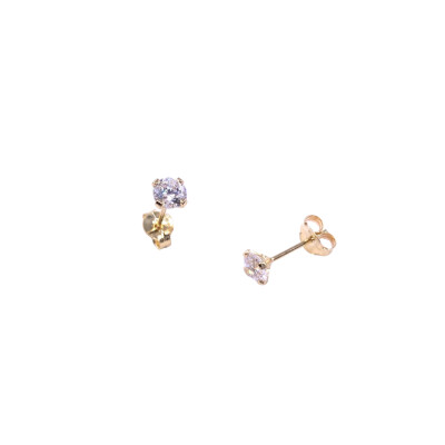 Boucles d'oreilles en or jaune et oxydes de zirconium 4mm