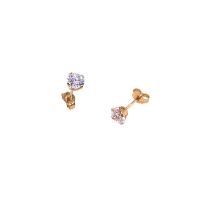 Boucles d'oreilles en or jaune et oxydes de zirconium 4.5mm