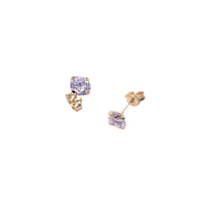 Boucles d'oreilles en or jaune et oxydes de zirconium 5mm