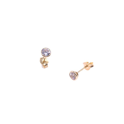 Boucles d'oreilles en or jaune et oxydes de zirconium 4mm