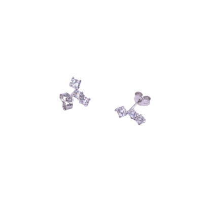 Boucles d'oreilles en or blanc et oxydes de zirconium