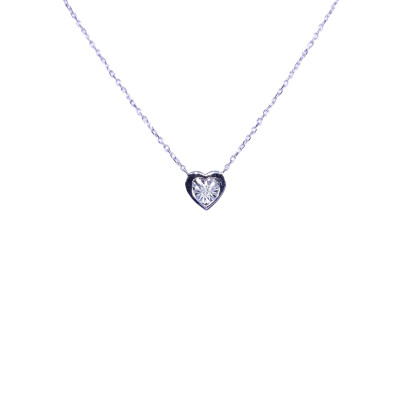 Collier en or blanc et diamant, motif cœur