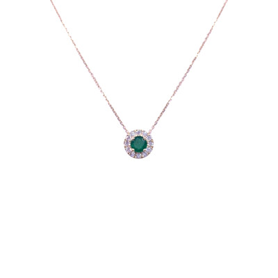 Collier en or jaune, émeraude et oxydes de zirconium
