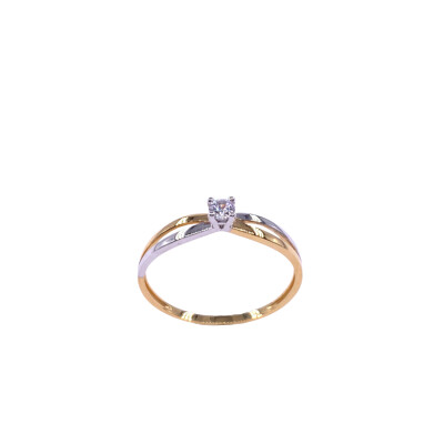 Bague en or jaune, bicolore et oxyde de zirconium