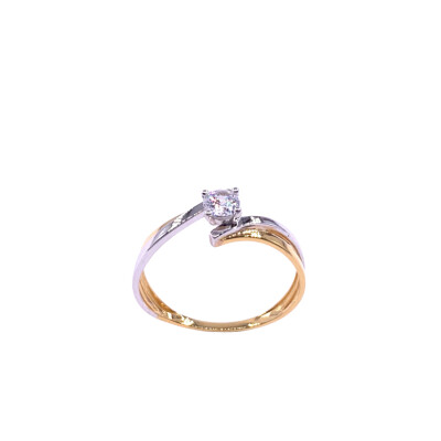 Bague en or jaune, bicolore et oxyde de zirconium