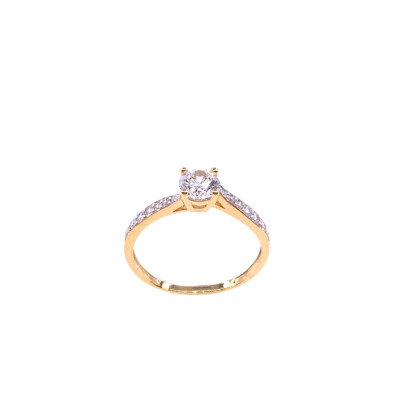 Bague en or jaune, bicolore et oxydes de zirconium