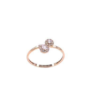 Bague en or jaune et oxydes de zirconium