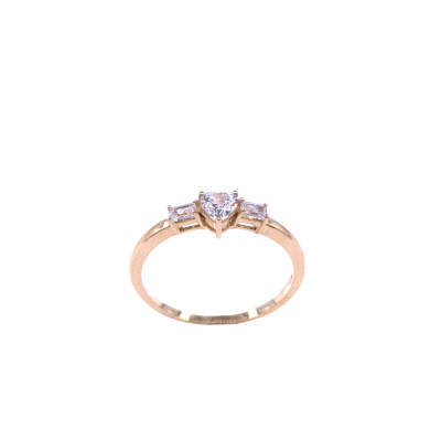 Bague en or jaune et oxydes de zirconium, motif cœur