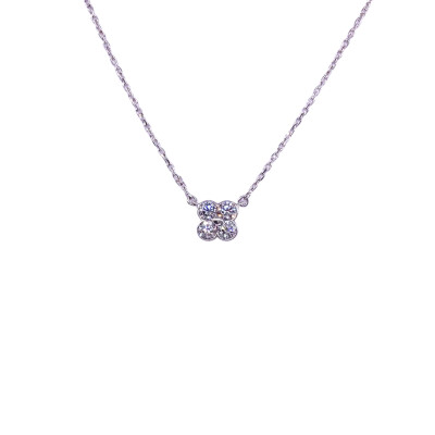 Pendentif Trèfles en or blanc et diamants