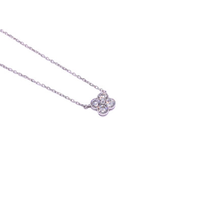 Pendentif Trèfles en or blanc et diamants