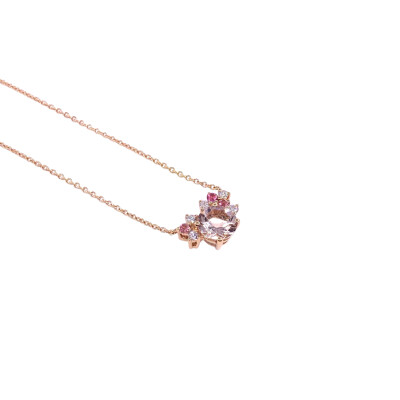 Collier Garden Party Rendez-vous en or rose. morganite. tourmalines et diamants