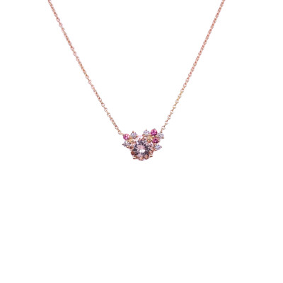 Collier Garden Party Rendez-vous en or rose. morganite. tourmalines et diamants