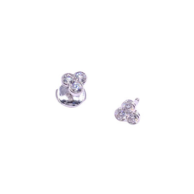 Boucles d'oreilles Trèfles en or blanc et diamants