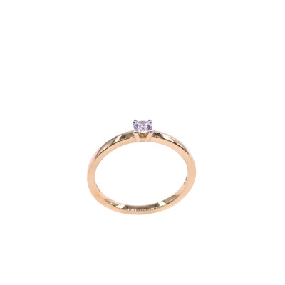 Solitaire en or jaune bicolore et diamant
