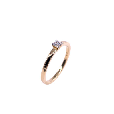 Solitaire en or jaune bicolore et diamant