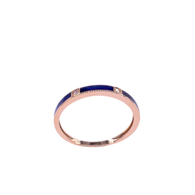 Bague en or rose, diamants et résine nacrée bleu de Prusse