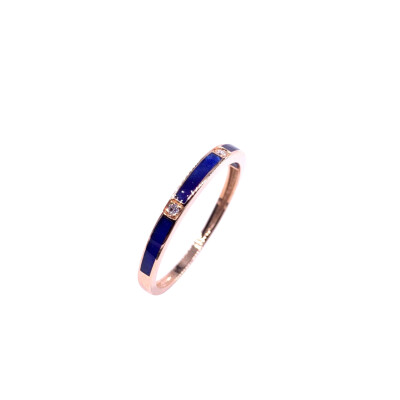 Bague en or rose, diamants et résine nacrée bleu de Prusse