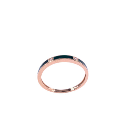 Bague en or rose, diamants et résine nacrée vert bronze