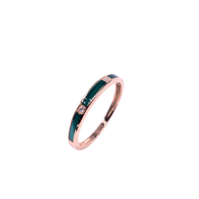 Bague en or rose, diamants et résine nacrée vert bronze