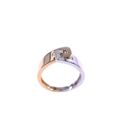 Bague en or rose, or blanc et diamants