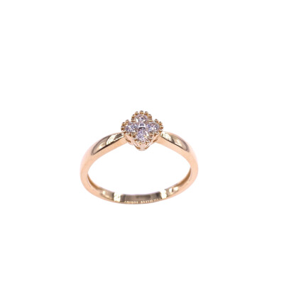 Bague en or jaune et diamants, motif trèfle
