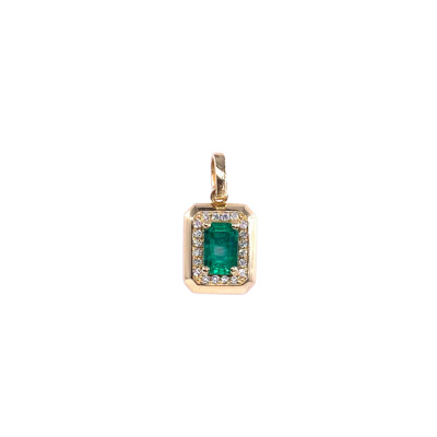 Pendentif en or jaune, émeraude et diamants