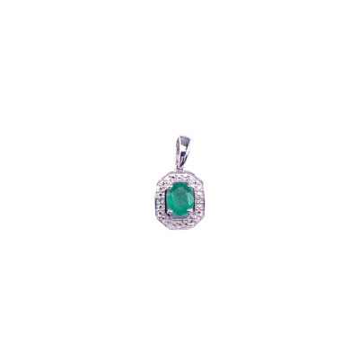 Pendentif en or blanc, émeraude et diamants