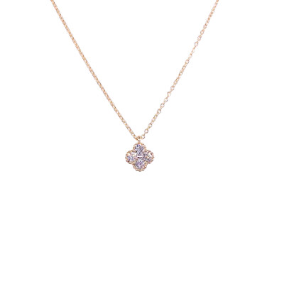 Collier en or jaune et diamants, motif trèfle