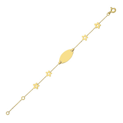 Bracelet identité en or jaune, plaque ovale