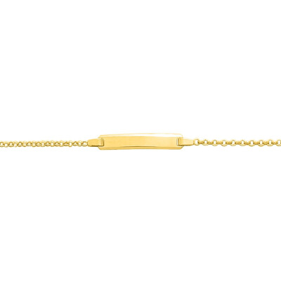 Bracelet identité en or jaune, plaque rectangle