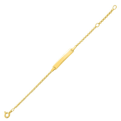 Bracelet identité en or jaune, plaque rectangle