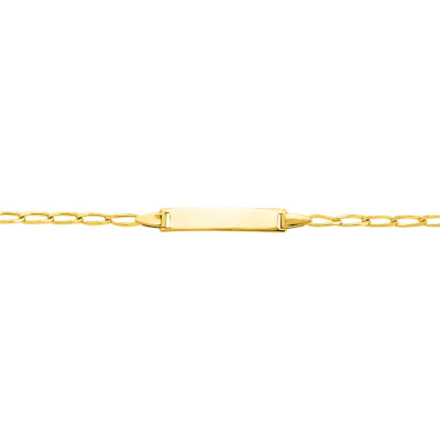Bracelet identité en or jaune, plaque rectangle