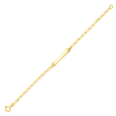 Bracelet identité en or jaune, plaque rectangle