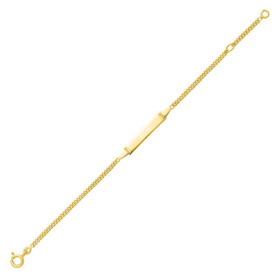 Bracelet identité en or jaune, plaque rectangle