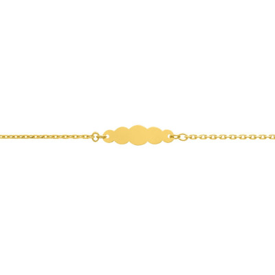 Bracelet identité en or jaune, plaque en forme de nuage