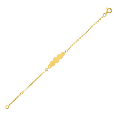 Bracelet identité en or jaune, plaque en forme de nuage