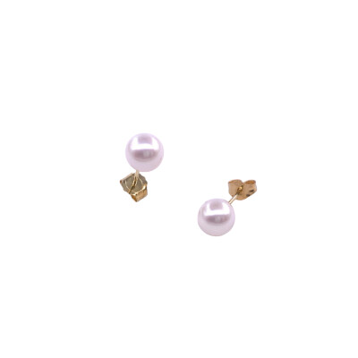 Boucles d'oreilles en or jaune et perles de culture  (diamètre : 6/6.5mm)