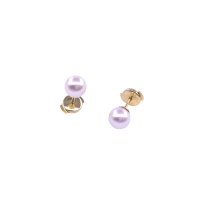 Boucles d'oreilles en or jaune et perles de culture (diamètre : 6.5/7mm)