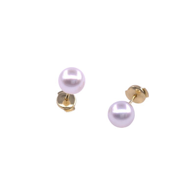 Boucles d'oreilles en or jaune et perles de culture (diamètre : 7/7.5mm)