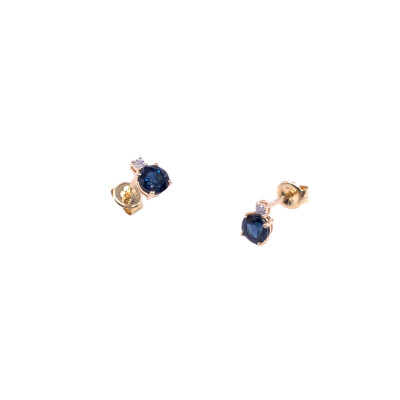 Boucles d'oreilles en or jaune, saphirs et diamants