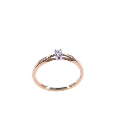 Solitaire en or jaune bicolore et diamant