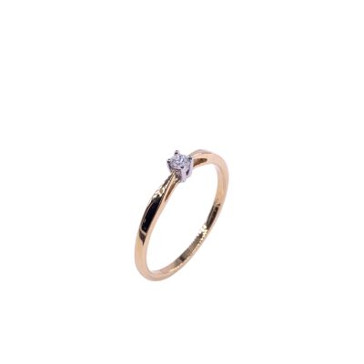 Solitaire en or jaune bicolore et diamant