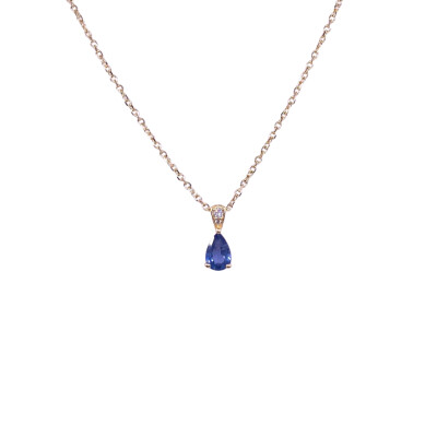Collier en or jaune, saphir et diamants