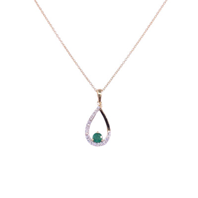 Collier en or jaune, émeraude et diamants