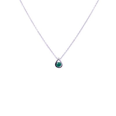 Collier en or blanc et émeraude