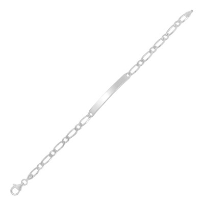 Gourmette maille cheval alternée en argent rhodié