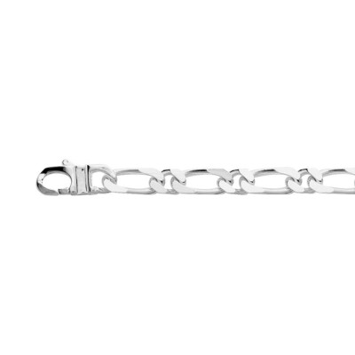 Chaîne maille figaro alternée en argent, taille 55cm, largeur 6mm