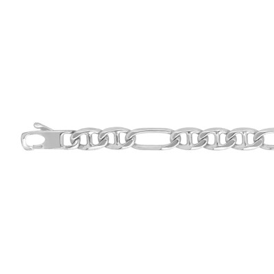 Chaîne maille figaro alterné marine 1+3 en argent, taille 55cm, largeur 6mm